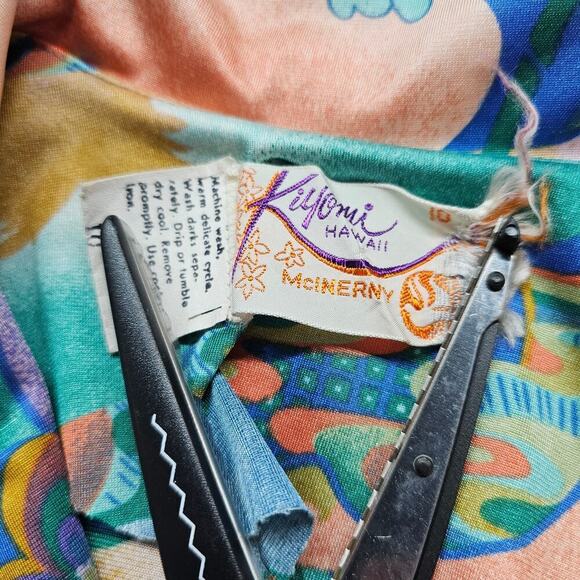 Vintage Kiyomi Hawaii 70s Dress Womens Size 10 Maxi Disco Tropical Psychedelic - Picture 13 of 14